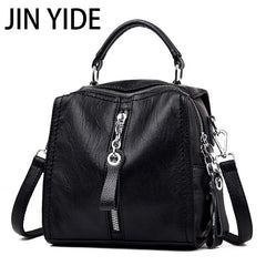 Vintage Cow Leather Handbags Tassel Crossbody Shoulder Bag Boston Hand Bags