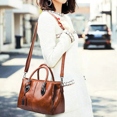 Vintage Oil Wax Leather Handbags Women Bags Ladies Hand Bags