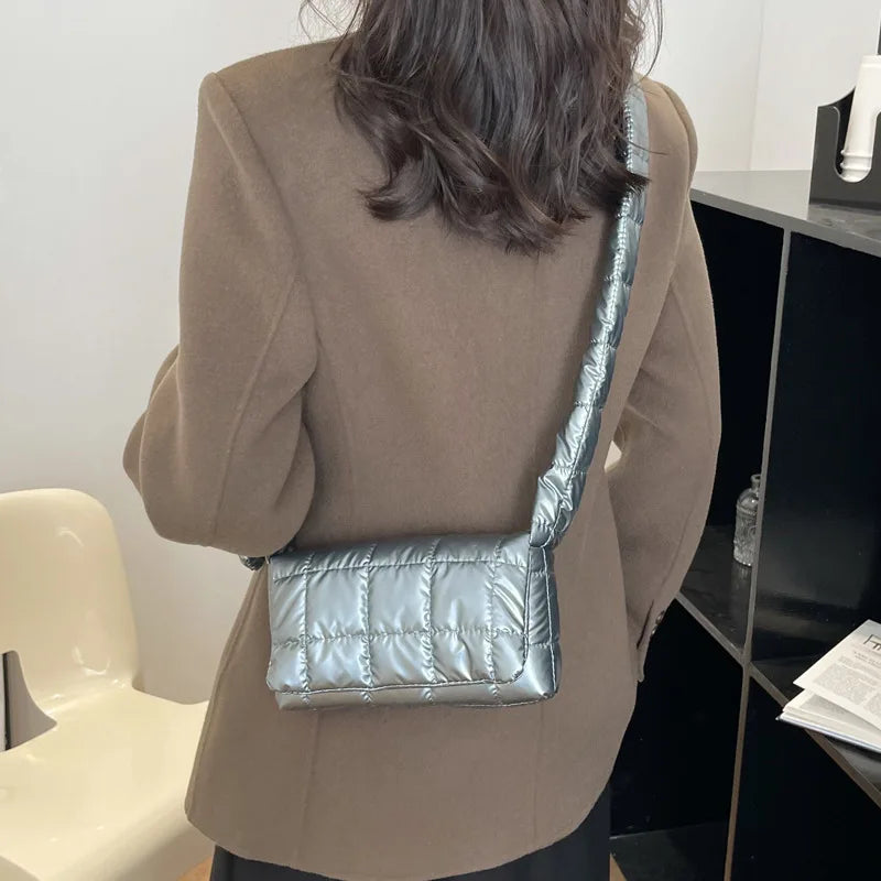 Winter Down Cotton Shoulder Bag Soft Nylon Crossbody Bags For Women