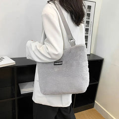 Winter Plush Shoulder Bag Ladies Handbags Large Capacity Top Handle Bag