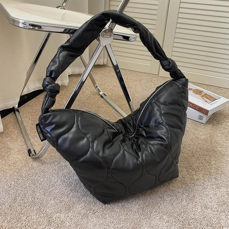 Winter Women Shoulder Bags Down Feather Padded Big Crossbody Hobo Bag