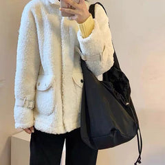 Canvas Bucket Shoulder Bag Zipper Tote Handbag