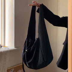 Canvas Bucket Shoulder Bag Zipper Tote Handbag
