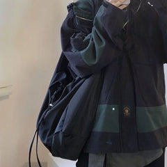 Canvas Bucket Shoulder Bag Zipper Tote Handbag