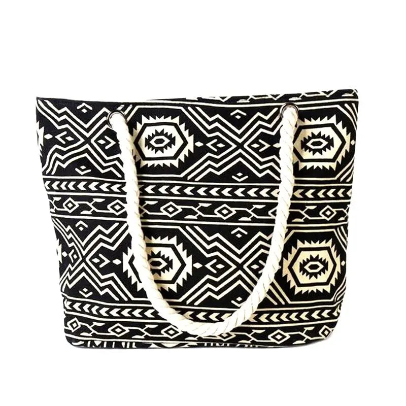 Geometric Printed Canvas Shoulder Bag for Women