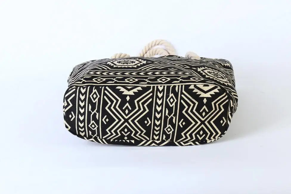 Geometric Printed Canvas Shoulder Bag for Women
