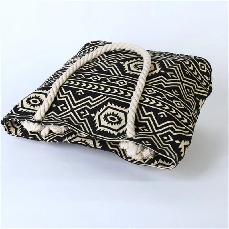 Geometric Printed Canvas Shoulder Bag for Women