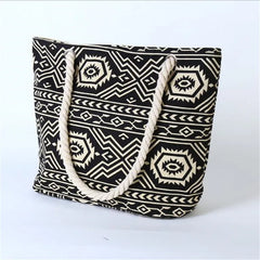 Geometric Printed Canvas Shoulder Bag for Women