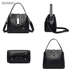 Crocodile Pattern Leather Bucket Bag Women Handbag