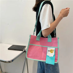 Women Letters Print Cotton Shoulder Bag Canvas Shopping Eco Handbag Tote