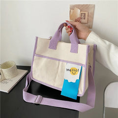 Women Letters Print Cotton Shoulder Bag Canvas Shopping Eco Handbag Tote