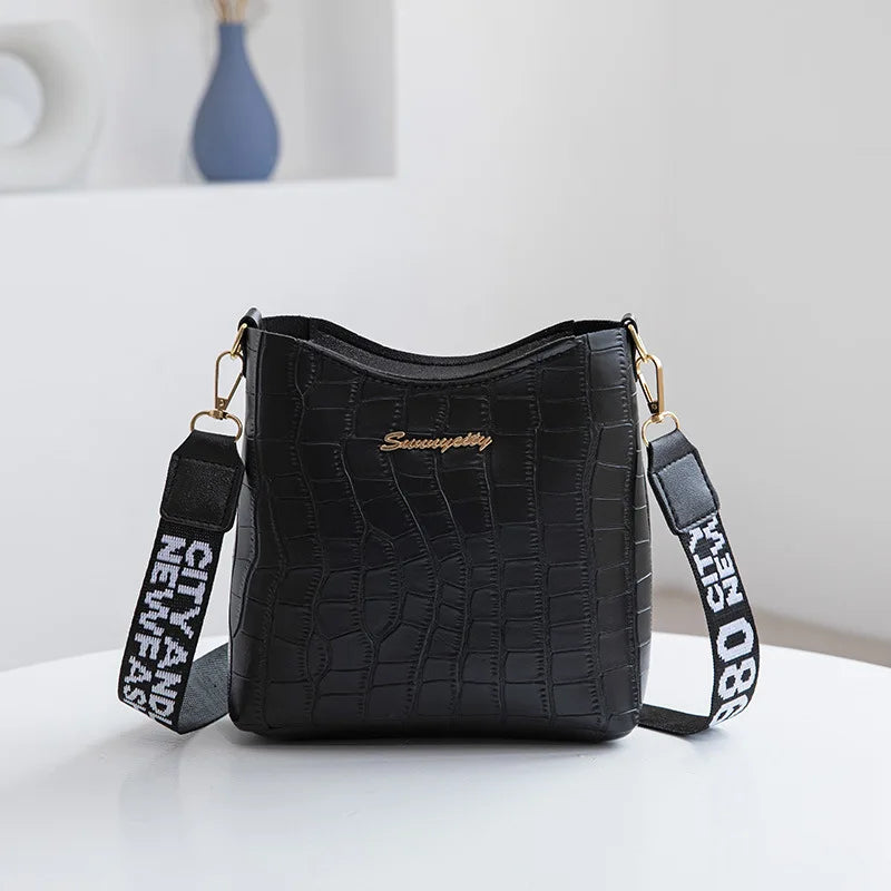 Crocodile Pu Leather Messenger Bag for Women Crossbody Shoulder Handbag