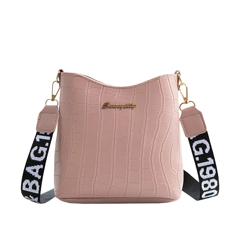 Crocodile Pu Leather Messenger Bag for Women Crossbody Shoulder Handbag