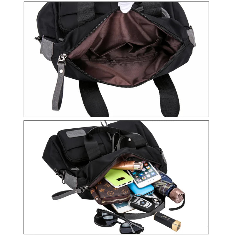 Nylon Shoulder Bag Waterproof Crossbody Large Capacity Tote Travel Messenger