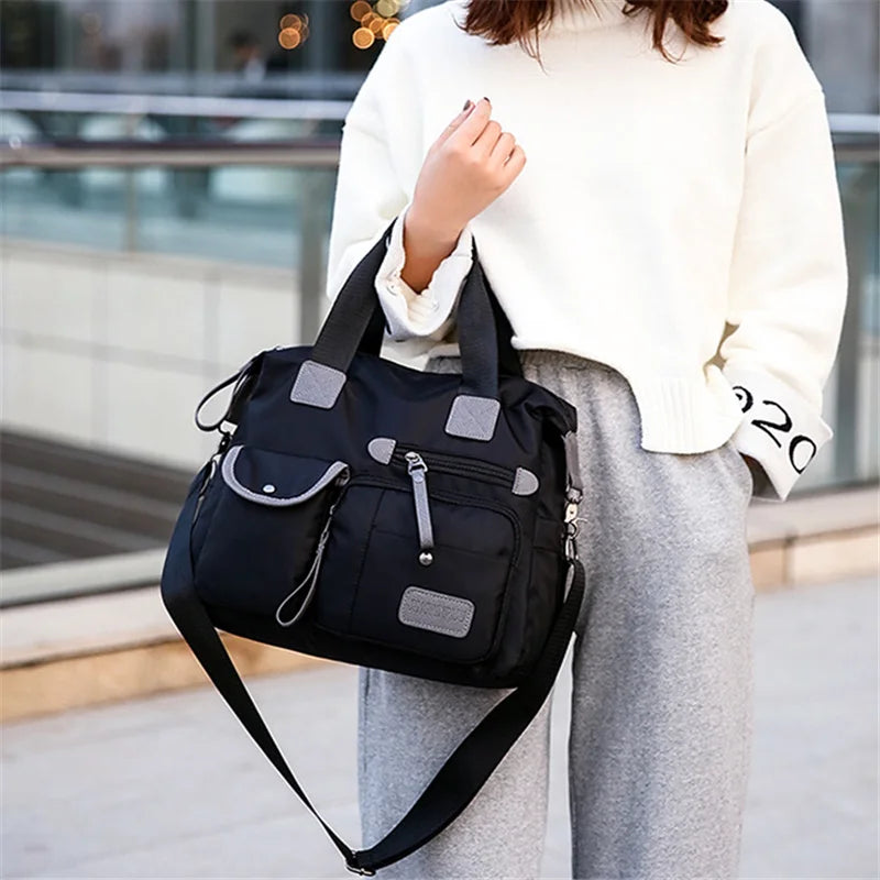 Nylon Shoulder Bag Waterproof Crossbody Large Capacity Tote Travel Messenger