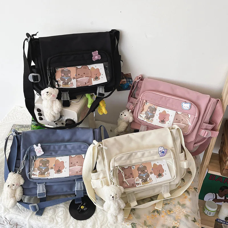 Women's Messenger Style Backpack College Student School Bags