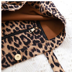 Leopard Pattern Canvas Shoulder Bag for Women