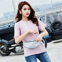 Pink Laser Holographic Waist Bag for Women Fanny Pack