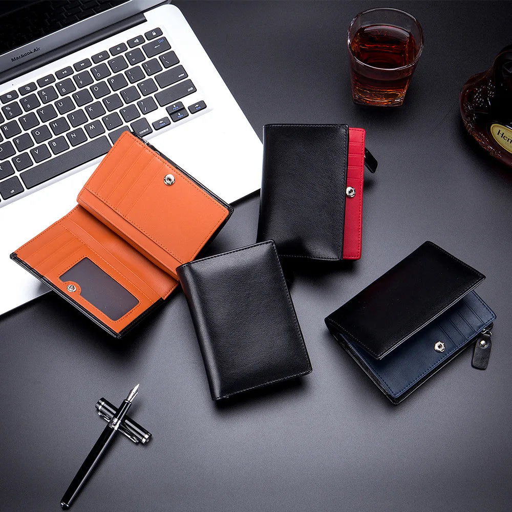 Men's Short RFID Leather Wallet - 4 Color Options