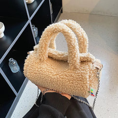 Winter Plush Bag Small Handbags for Women Tote Lamb Fleece Messenger Shoulder Ba