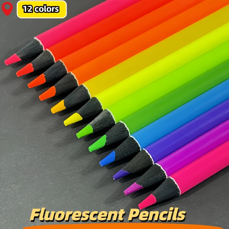 Neon Colored Pencils Set - Professional Drawing Pencil Set
