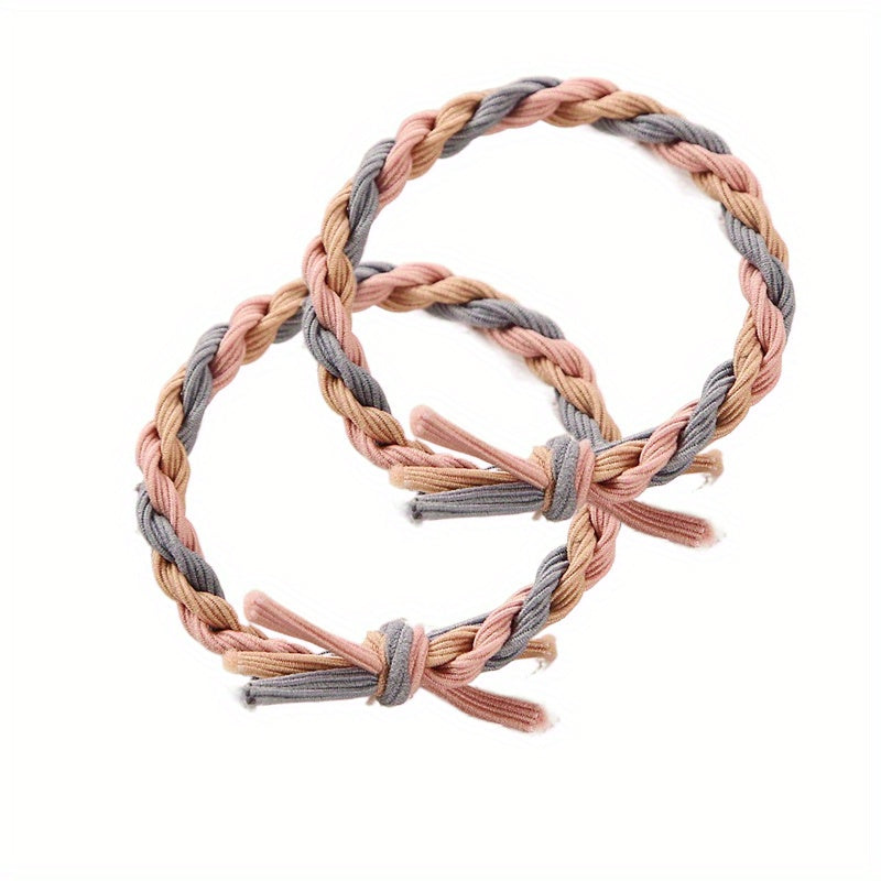 2pcs Braid Hair Rope Knotted Hair Tie Ponytail Elastic Hair Tie Hair Accessories