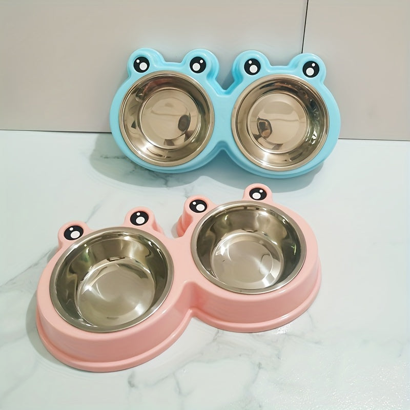 Stainless Steel Double Bowl for Pet Cats and Small Dogs