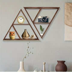 2pcs Triangle Storage Rack Dark Brown Wood Wall mounted Storage R