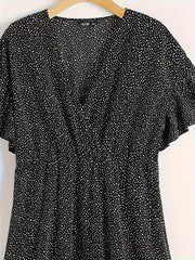  Boho Dress Women's Plus Dot Print Short Sleeve Dress