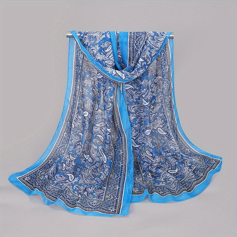 Paisley Chiffon Scarf Thin Shawl Silk Head Wrap Sunscreen Bandana