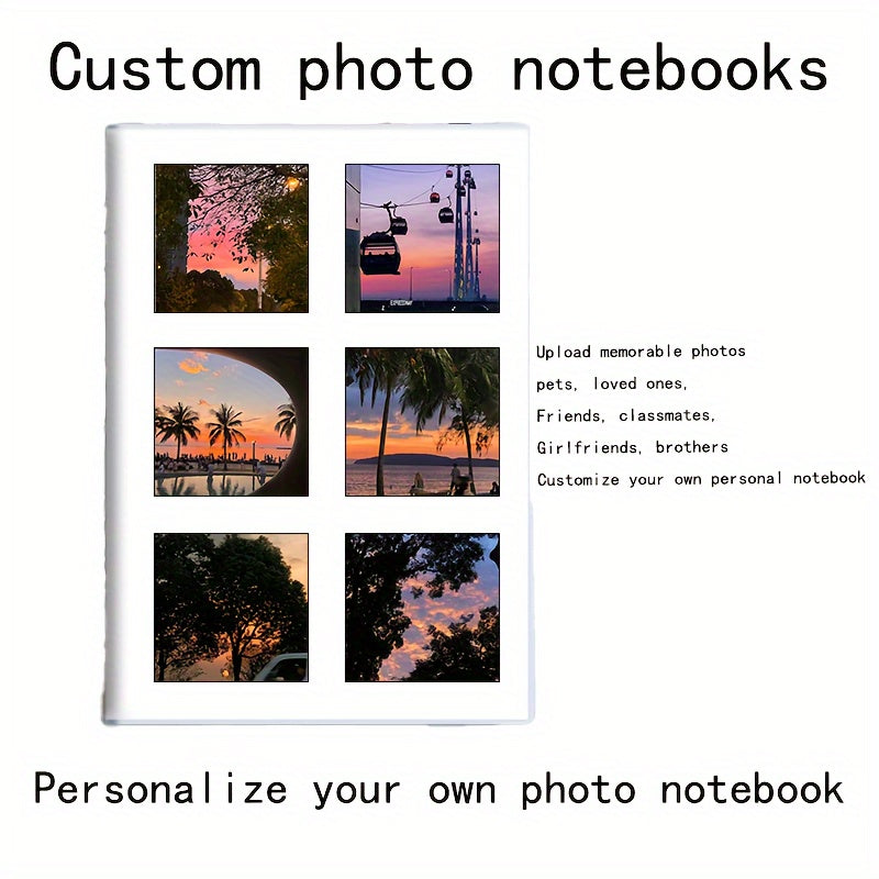 Customizable Photo Waterproof Notebook Soft Cover Journal with 6 Photo Inserts