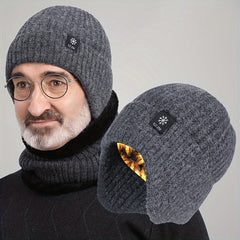 Winter Knitted Beanie Hat for Old Man Dad Grandpa Thickened Ear Protection