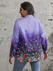  Boho Blouse Floral Print Long Sleeve Button Up Shirt