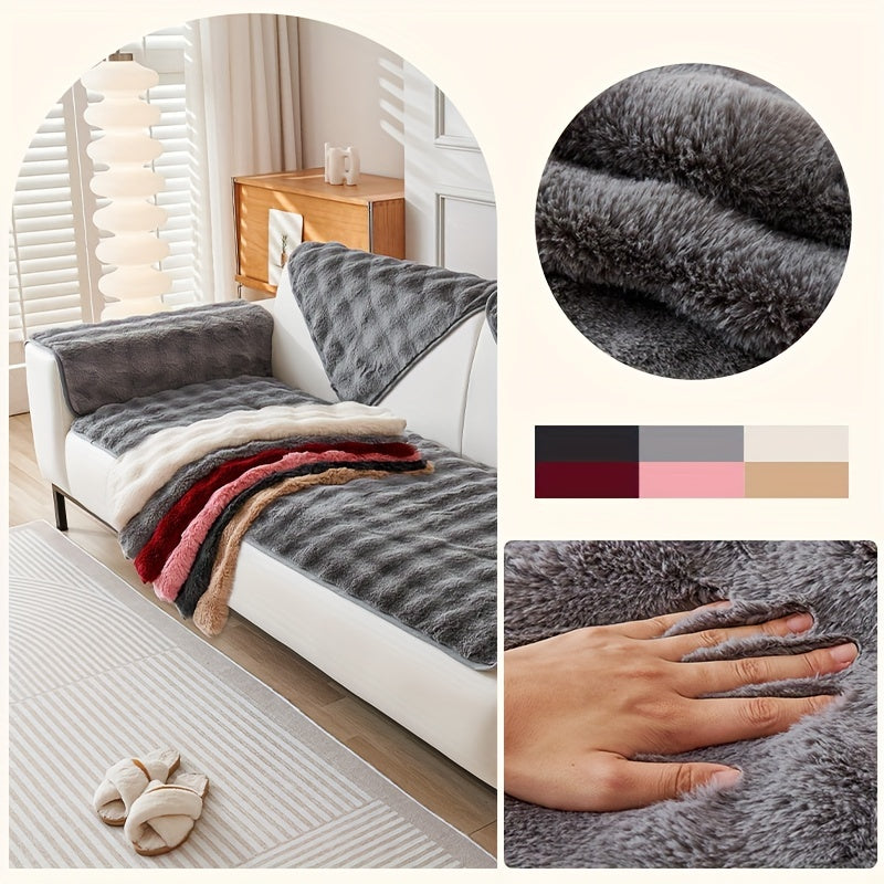 Rabbit Plush Sofa Slipcover Soft Comfortable Pet Friendly