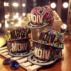 MDIV Embroidery Snapback Hat Hip Hop Graffiti Print Baseball Cap Unisex