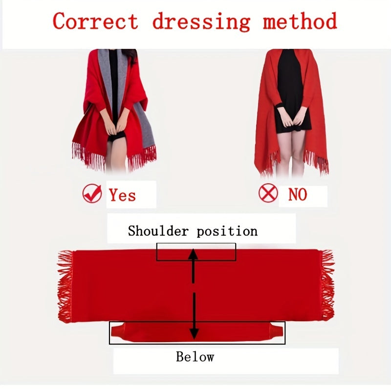 Geometric Striped Tassel Shawl Scarf Classic Vintage Warm Cape Women Coldproof