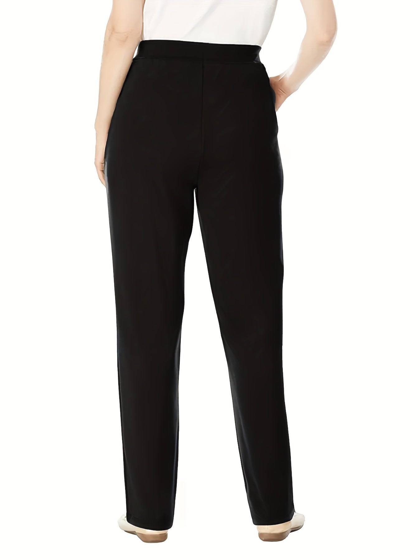 Plus Size High Rise Straight Leg Trousers