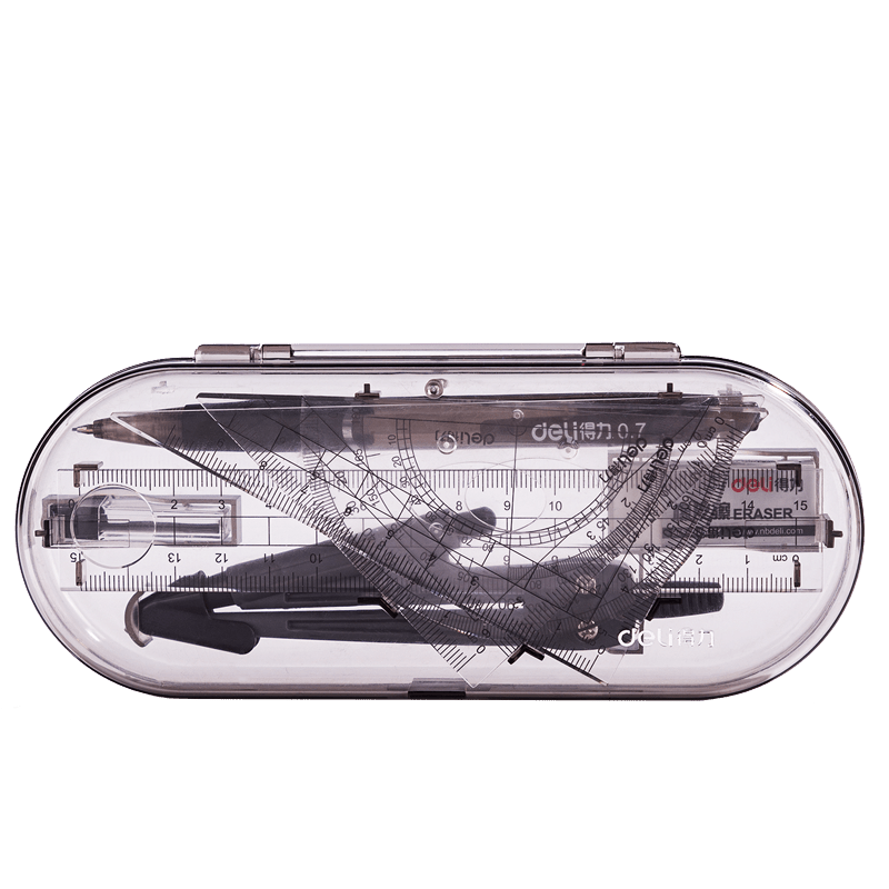 Drafting Set w/ Storage Box, Mechanical Pencil, Rulers, Protactor, Compass
