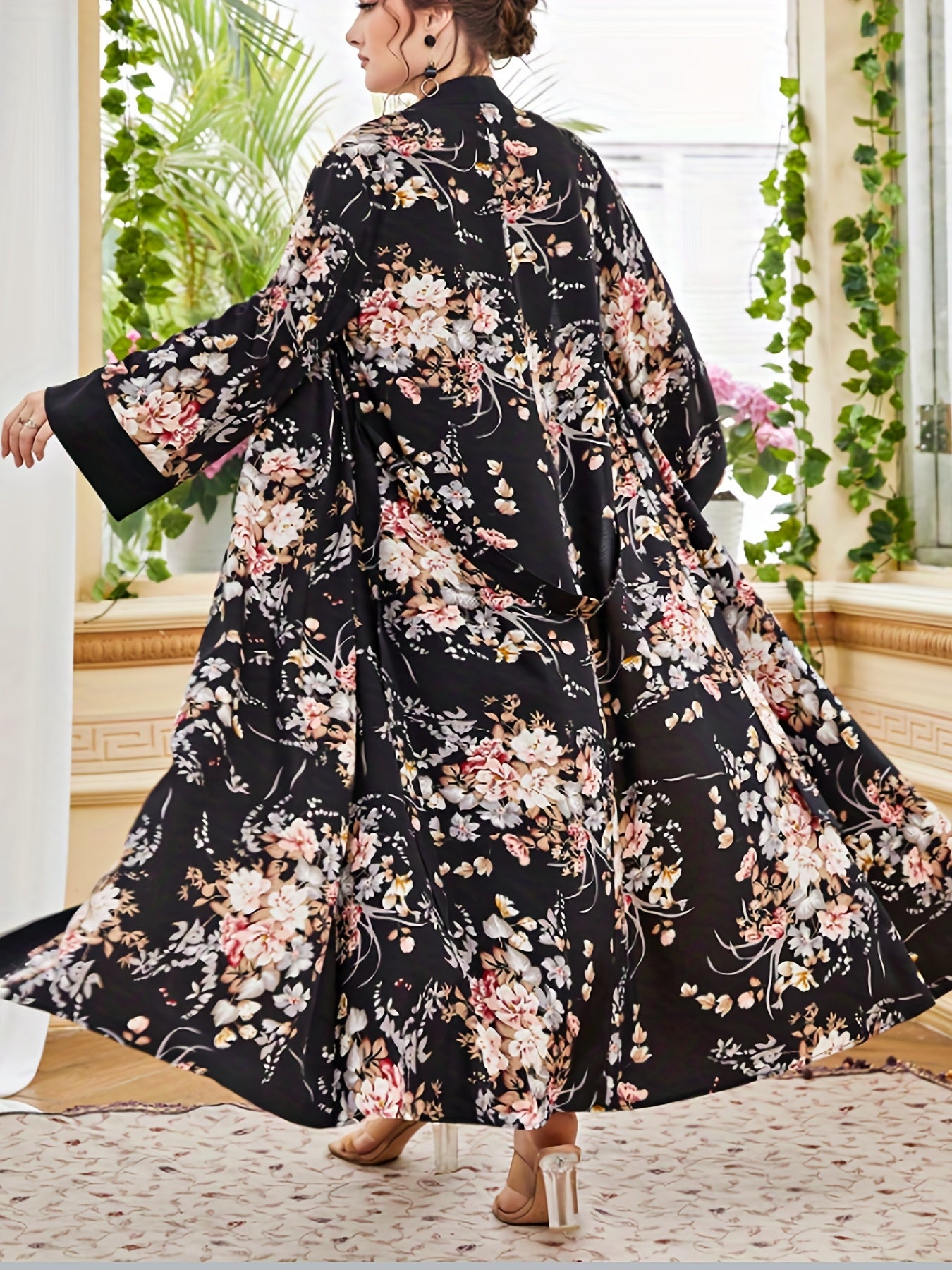 Colorblock Floral Print Maxi Wrap Dress