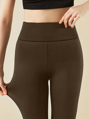 Fleece Liner Yoga Pants Slim Fit High Waist Mid Stretch Keep Warm Workout Pants