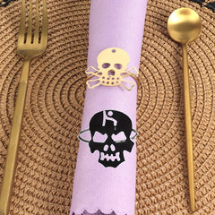 2pcs Skull Shape Metal Napkin Rings Halloween Table Decor