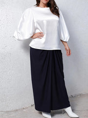  2-Piece Set: Lantern Sleeve Top & Maxi Skirt