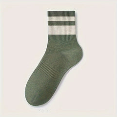 8 Pairs Striped Crew Socks Comfy & Breathable Women's Stockings