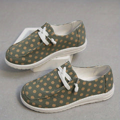 Women's Polka Dot Pattern Canvas Shoes Lightweight Green Walking Shoes