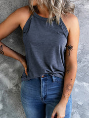 Solid Crew Neck Tank Top Sleeveless Casual Women's Clothing