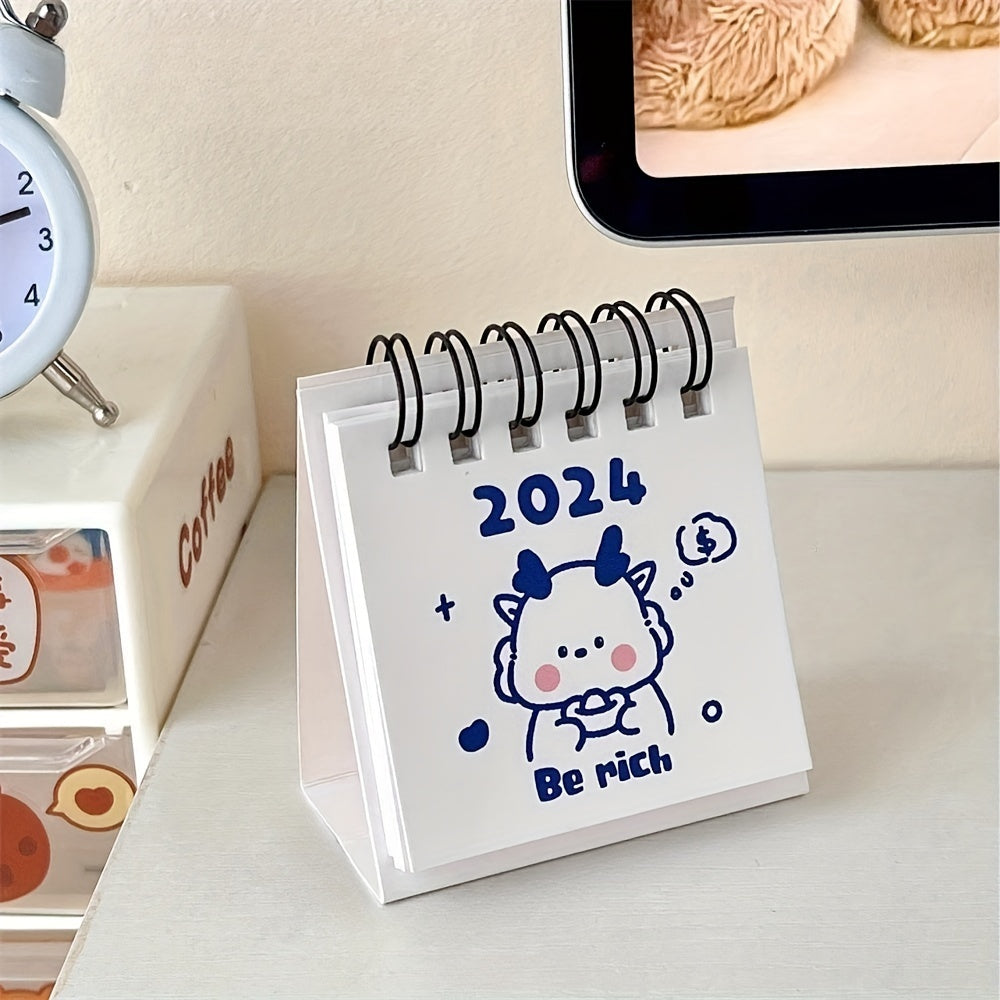 Cartoon Mini Desk Calendar - Student Self-discipline Punch Card Calendar
