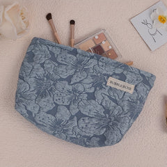 Rose Embossed Powder Makeup Bag Large Capacity Portable Clutch Bag