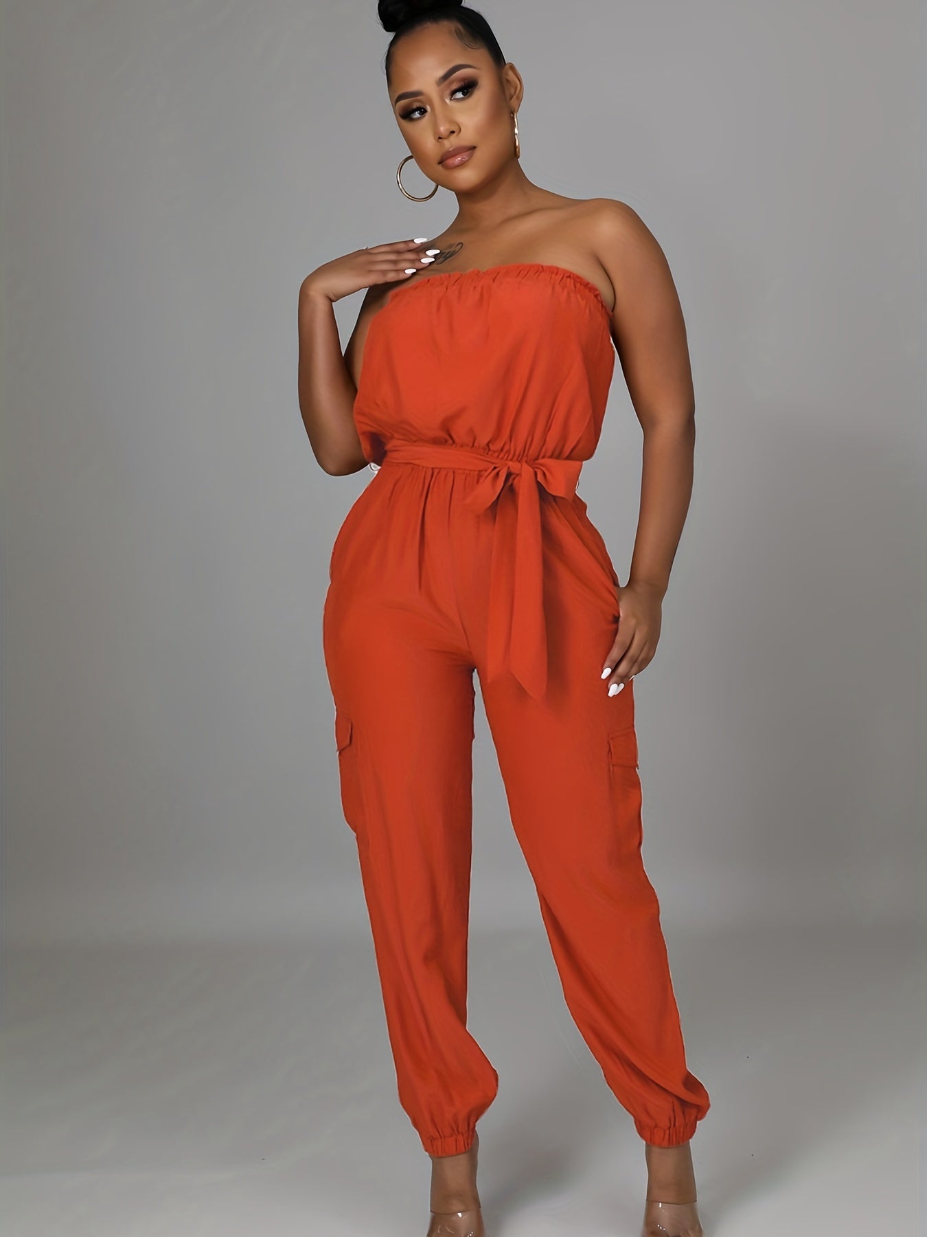 Sleeveless Tie Waist Jumpsuit with Pockets