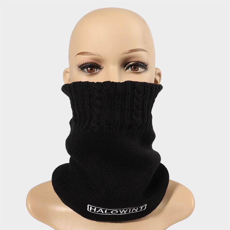 Women's Embroidered Winter Neck Warmer Infinity Scarf Fleece Knit Mask