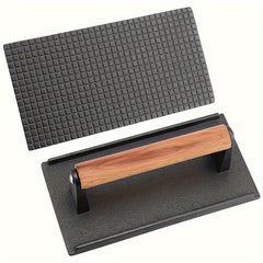 Outdoor Cast Iron Grill Press with Wooden Handle for Bacon Burger Steak